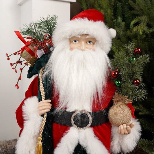 31.5Inch Red Green Santa With Gifts - Christmas Place