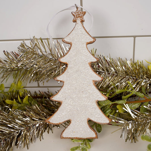 White Gingerbread Tree Christmas Ornament - Christmas Place