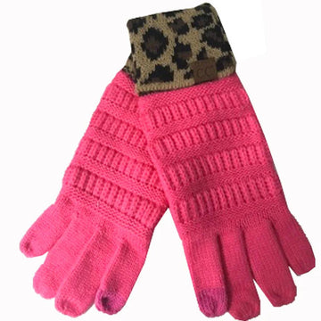 Candy Pink Leopard Cuff Gloves