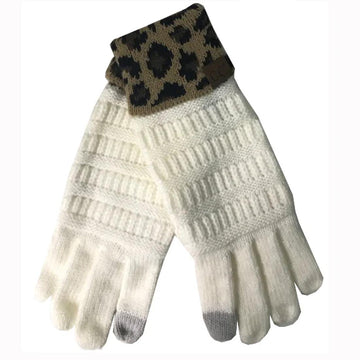 Ivory Leopard Cuff Gloves
