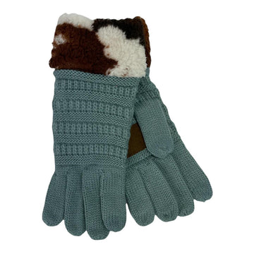 Winter Mint Cow Gloves