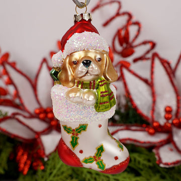Yellow Dog Stocking Ornament - Christmas Place