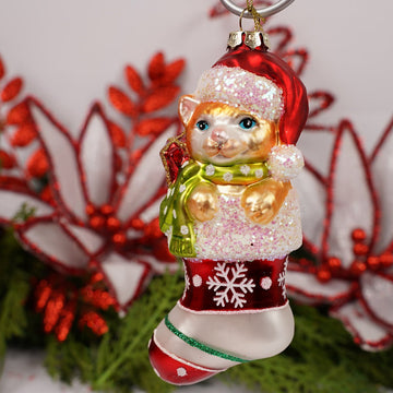 Yellow Cat Stocking Ornament - Christmas Place