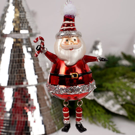 Red Silver Santa With Candy Ornament - Christmas Place