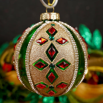 Green Ball With Jewels Ornament - Christmas Place