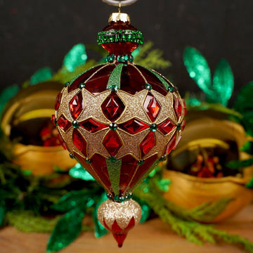 Red Jewel Finial Ornament - Christmas Place