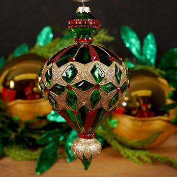 6IN GREEN JEWEL FINIAL - Christmas Place