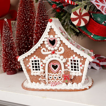 LED White Icing Gingerbread House - Christmas Place