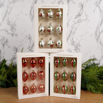 Mini Glass Drop Ornament Set of 9