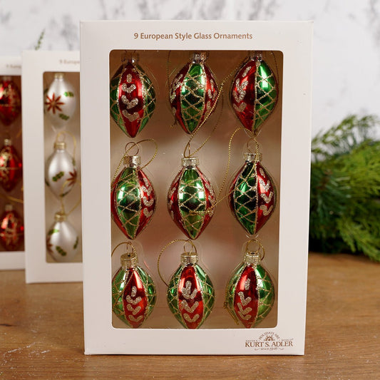 Mini Glass Drop Ornament Set of 9 - Christmas Place