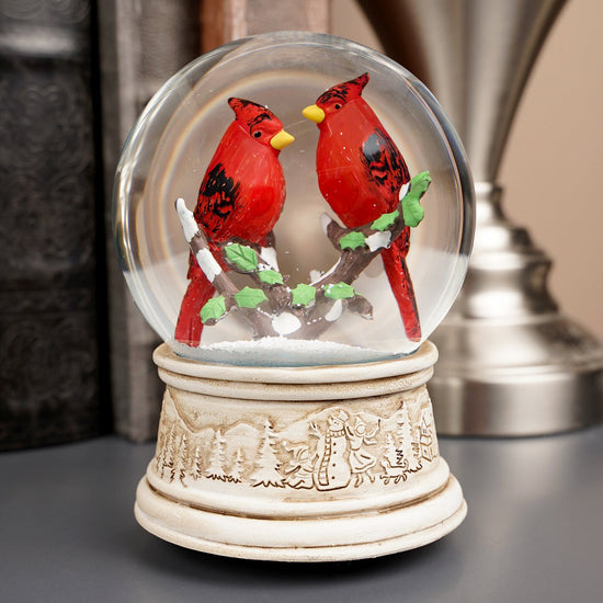 Snow Filled Christmas Cardinals Inside Christmas Cardinal Snow Waterglobe - Christmas Place