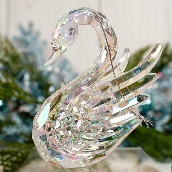 4IN CLEAR SWAN ORN - Christmas Place