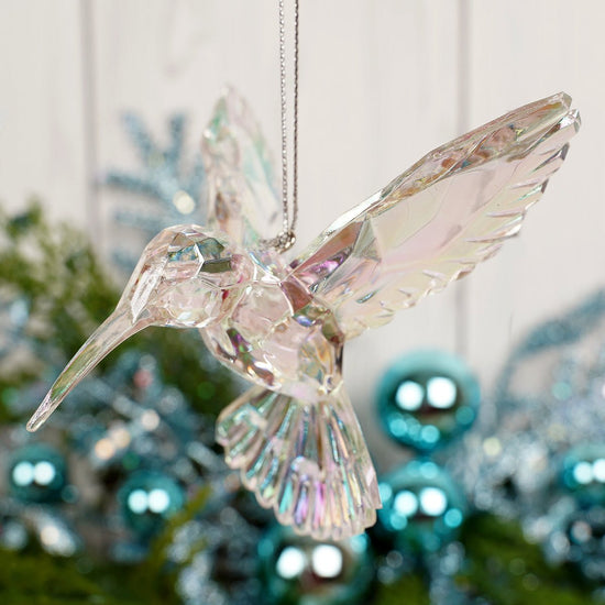 3.5Inch Clear Hummingbird Ornament - Christmas Place
