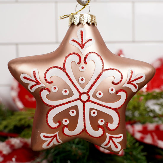 4.5Inch Glass Gingerbread Star Ornament - Christmas Place