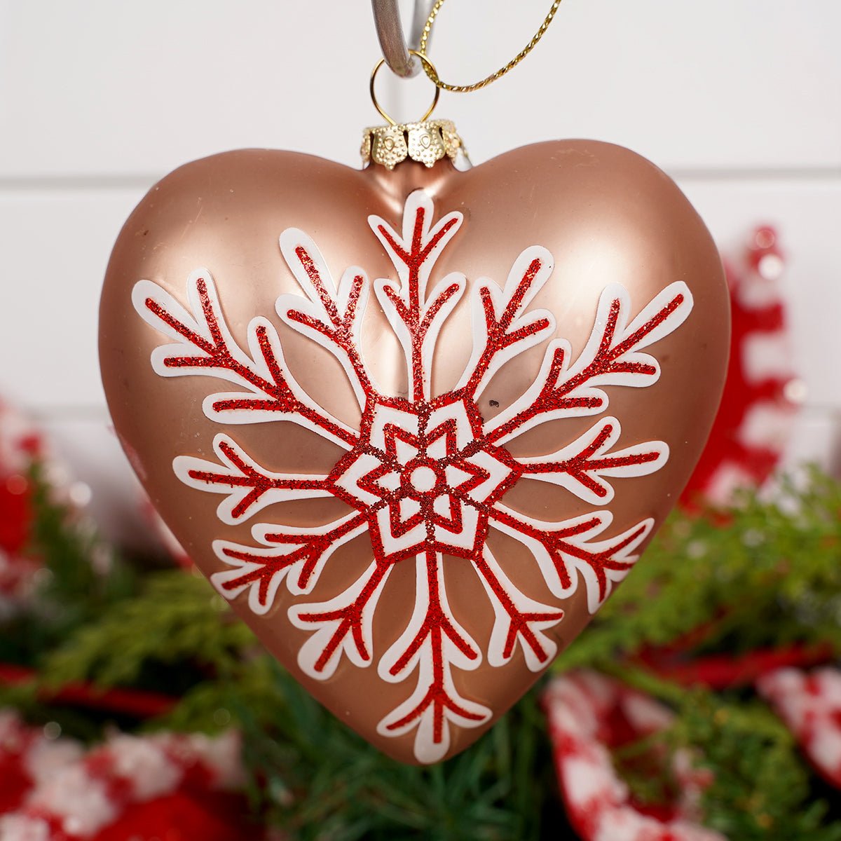 3.7Inch Glass Gingerbread Heart Ornament - Christmas Place