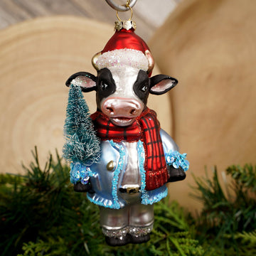Glass Cow Classic Christmas Ornament 5.5 inches height - Christmas Place