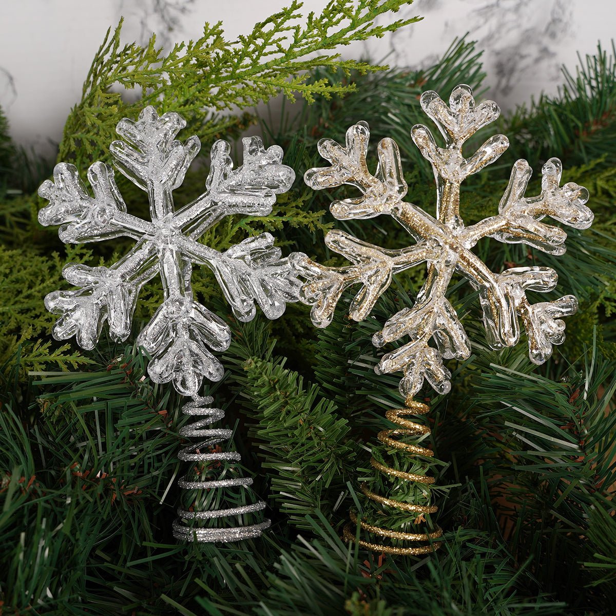 7 Inch Gold Or Silver Snowflake Tree Topper - Christmas Place