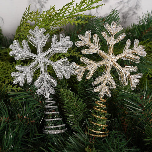 7 Inch Gold Or Silver Snowflake Tree Topper - Christmas Place