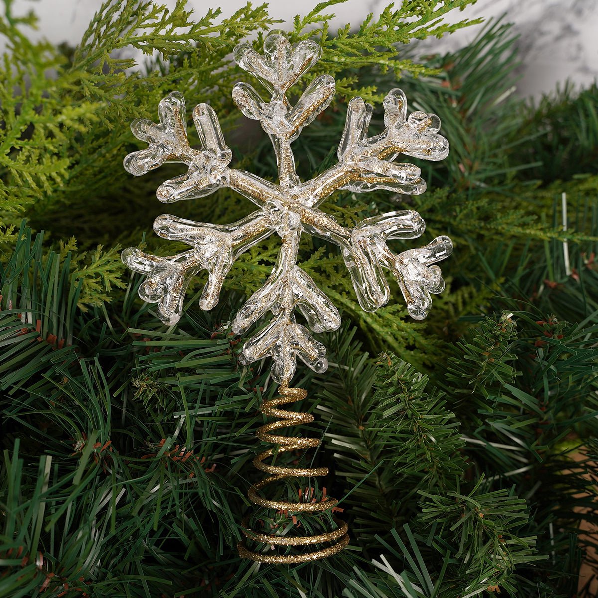 7 Inch Gold Or Silver Snowflake Tree Topper - Christmas Place