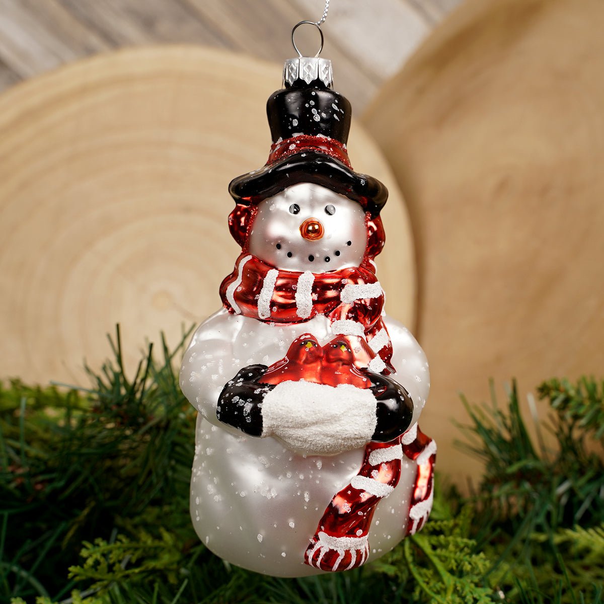 5.8Inch Snowman With Top Hat Ornament - Christmas Place