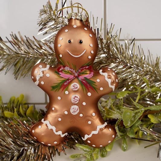 5Inch Glass Gingerbread Ornament - Christmas Place