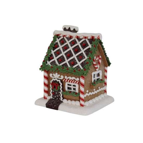 LED Red And Green Gingerbread House - Christmas Place