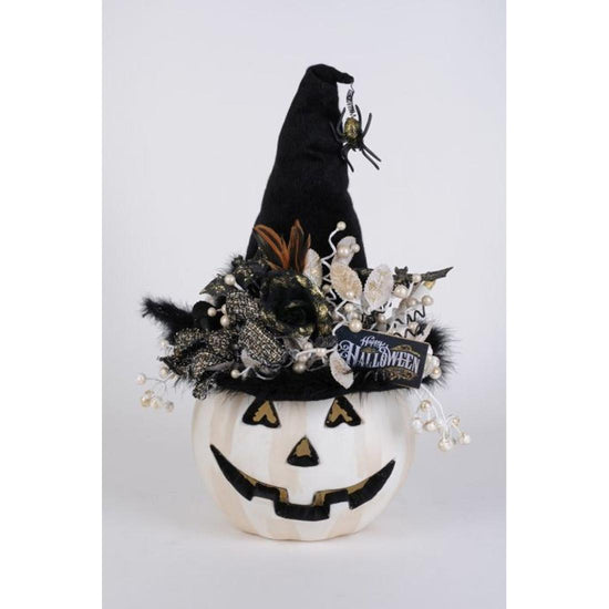 Lighted White Fiber Optic Pumpkin - Christmas Place