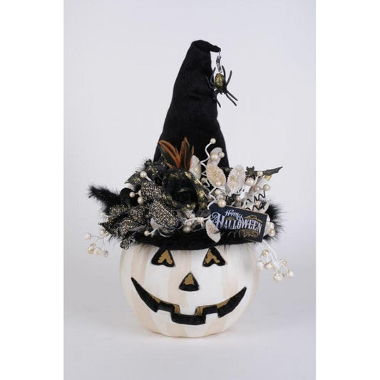 Lighted White Fiber Optic Pumpkin