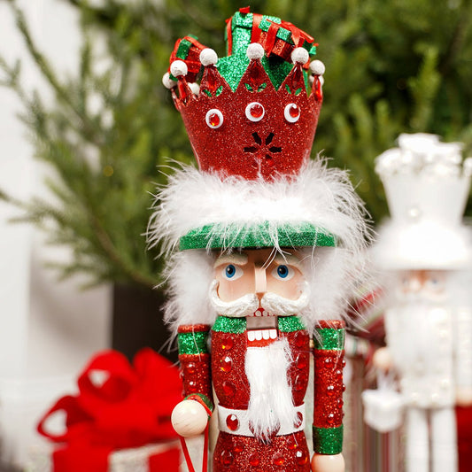 Red Green Wooden Presents Nutcracker - Christmas Place