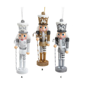 6in Gold Silver White Nutcracker Ornament