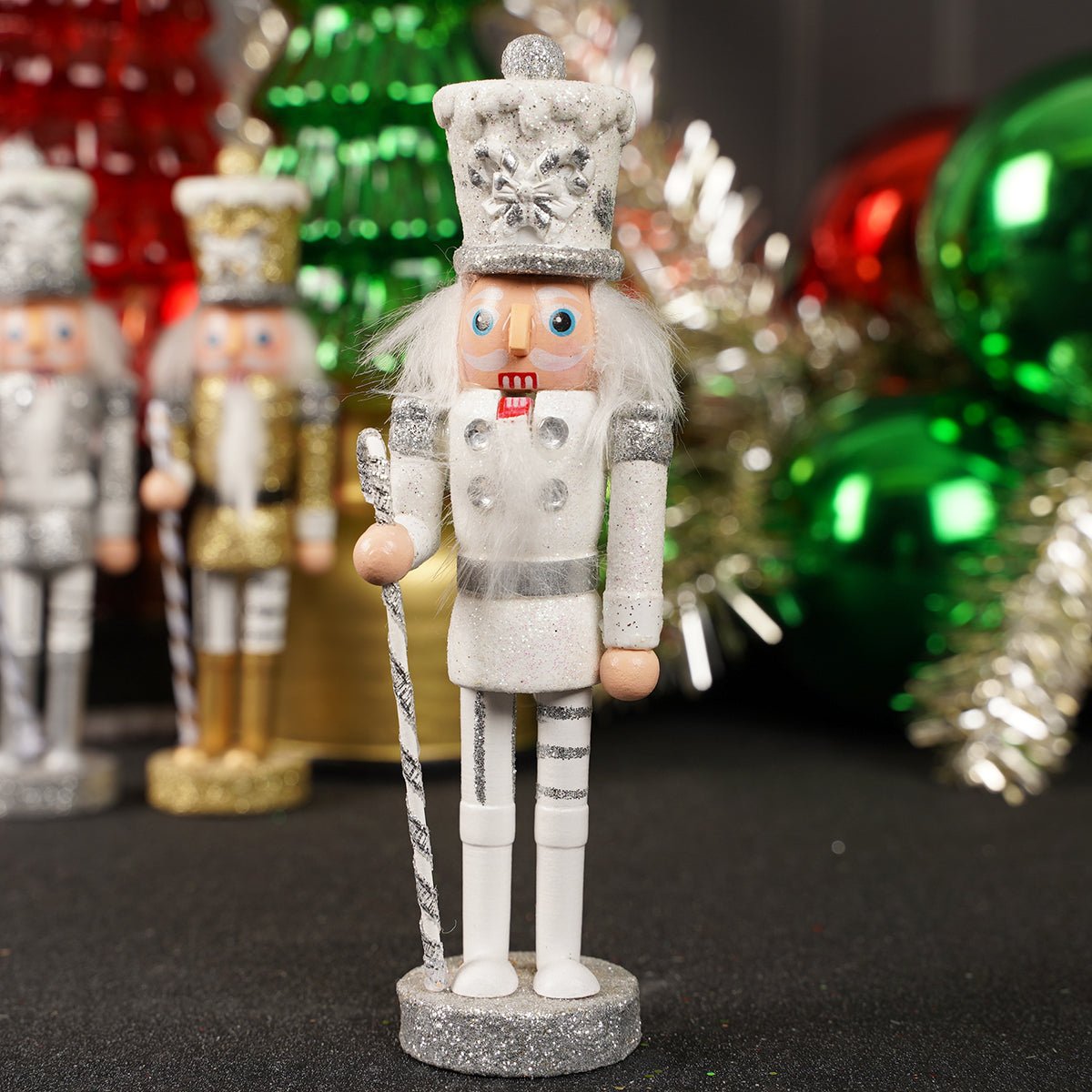 6in Gold Silver White Nutcracker Ornament - Christmas Place