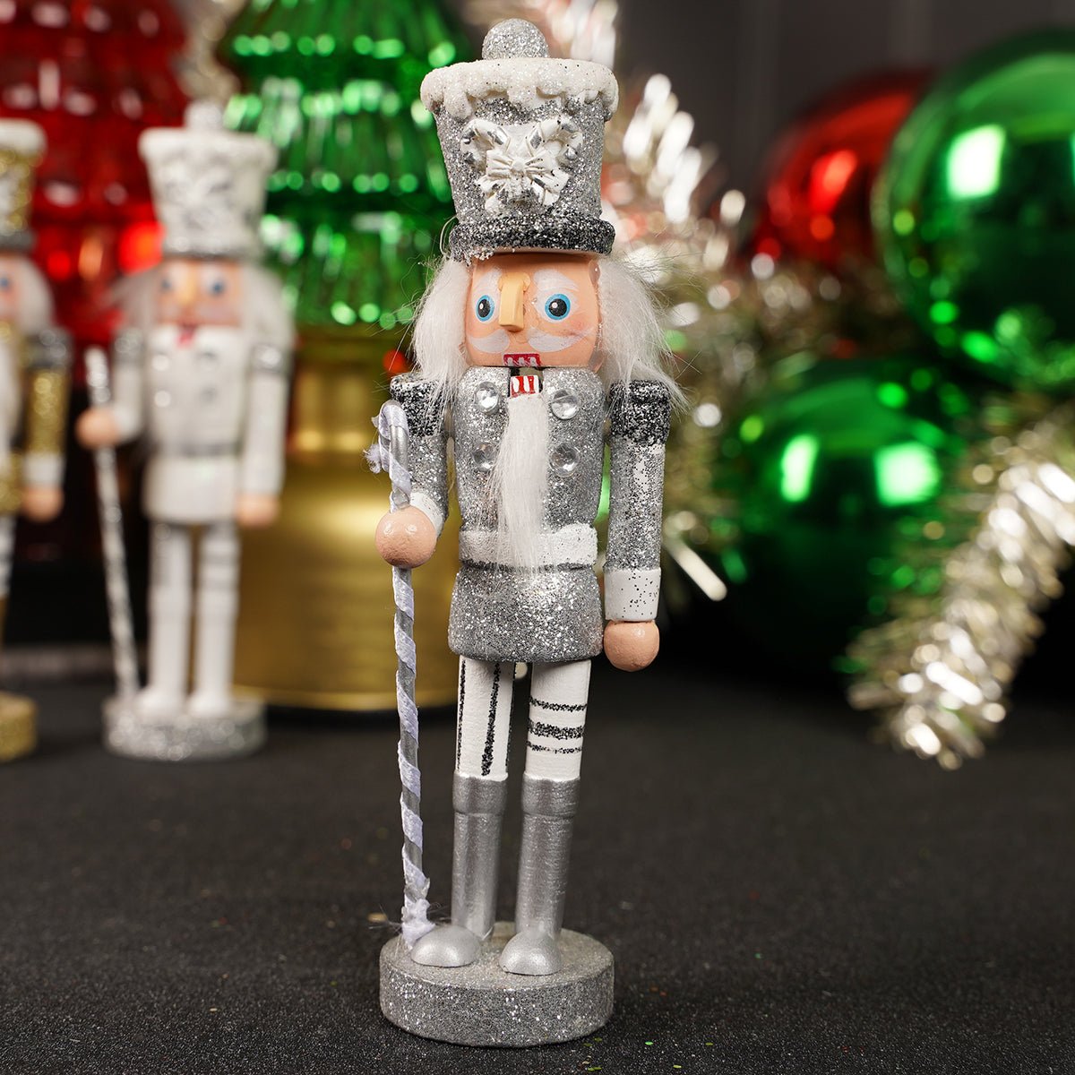 6in Gold Silver White Nutcracker Ornament - Christmas Place