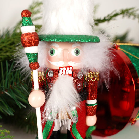 9in Red Green White Soldier Nutcracker - Christmas Place
