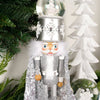 Musical Silver Wooden Nutcracker With Waterball - Christmas Place