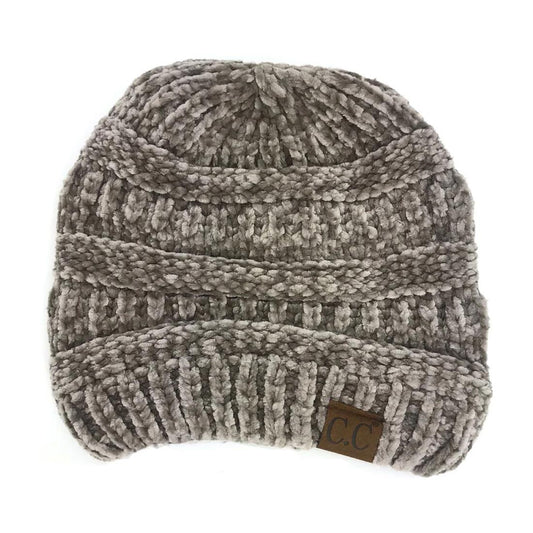 Taupe Velour Beanie