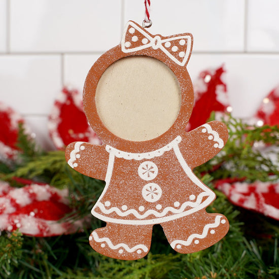 5Inch Gingerbread Girl Photo Frame Ornament - Christmas Place