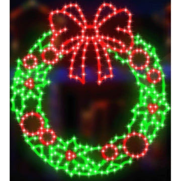 24IN LED 415LT RED GREEN WREATH WITH BOW