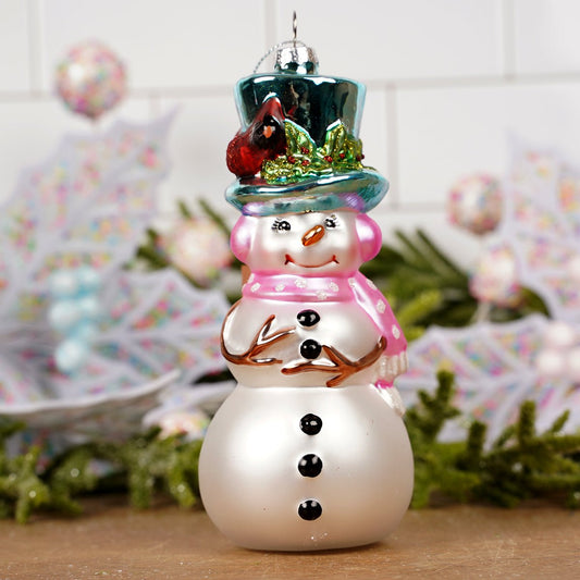Pink Scarf Snowman Ornament - Christmas Place