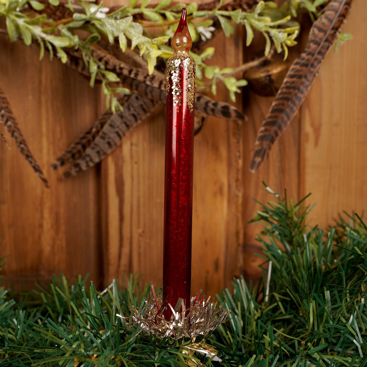 7IN RED GOLD CANDLE CLIP - Christmas Place