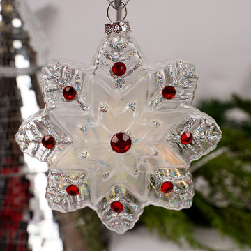 Red Jewel Snowflake Ornament