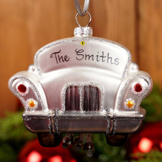 Glass Just Married Car Ornament - Christmas Place