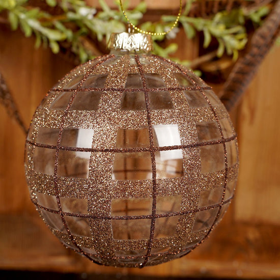5IN GOLD RED PLAID BALL - Christmas Place
