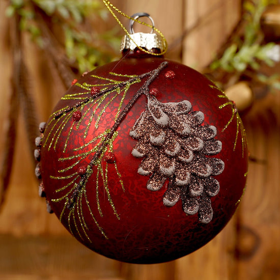 Red Pine Ball Ornament - Christmas Place
