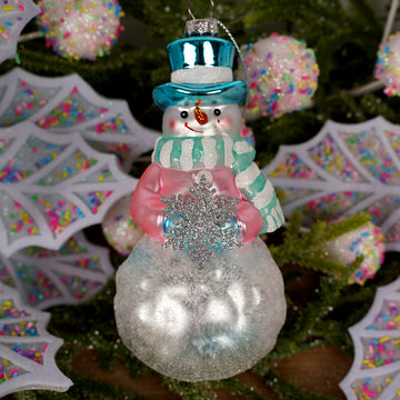 Glass Pastel Snowman Ornament