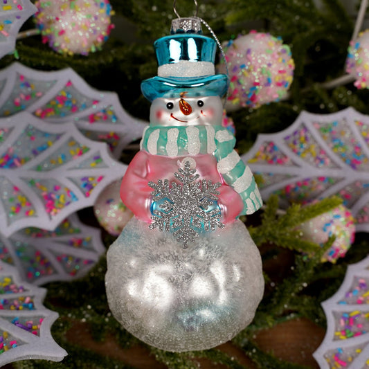 Glass Pastel Snowman Ornament - Christmas Place