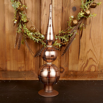 16.5Inch Brown Plaid Finial Tree Topper