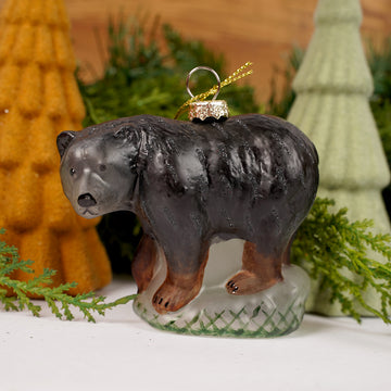 Glass Black Bear Ornament
