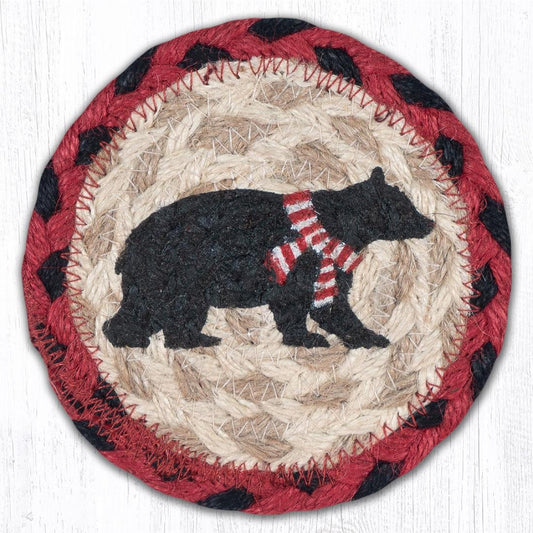 5in Bear Red Scarf Coaster