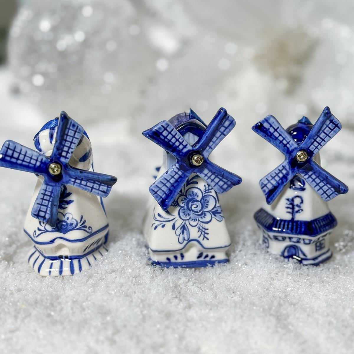 Delft Blue Windmill Ornaments - Christmas Place