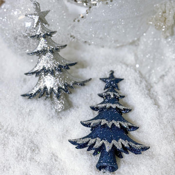 Blue And White Glitter Tree Ornament